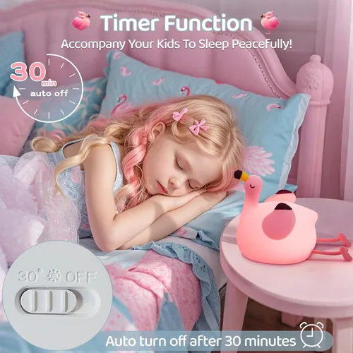 Miniatura 3 de FAMIDUO Luz Nocturna de Flamenco para Niños, Regalo Rosa de Flamenco, Lámpara de Animal de Silicona LED Apretujable, Luz Nocturna de Guardería