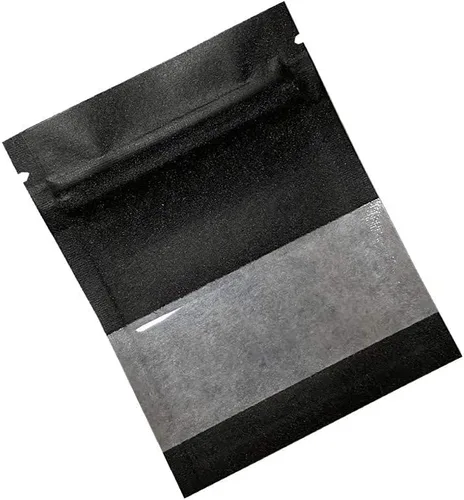 Miniatura 4 de PABCK Paquete de 100 bolsas pequeñas de papel kraft negro resellables de 2.7 x 3.5 pulgadas (tamaño interior de 2.36 x 2.36 pulgadas) con ventana