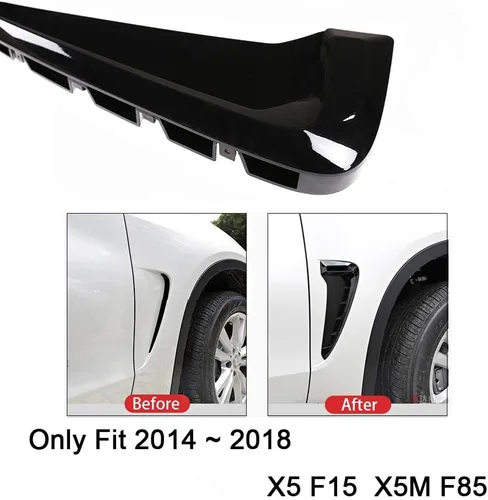 Miniatura 2 de 2 piezas para BMW X5, rejilla de ventilación lateral F15 X5M F85, calcomanía de ABS con orificios en malla para guardabarros lateral, rejilla