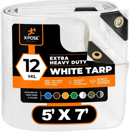 Miniatura 195 de Lona protectora Xpose Safety multiusos, de poliéster blanco, resistente, resistente al agua, resistente a la intemperie, resistente a rasguños