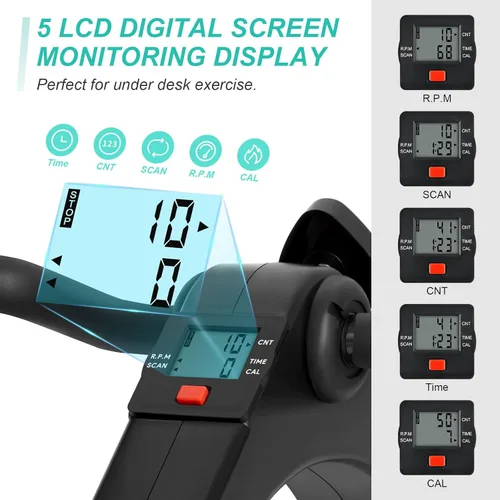 Miniatura 4 de Uten ejercitador de pedales plegable, ejercitador de pedales de bicicleta bajo escritorio, mini bicicleta de ejercicio bajo escritorio con pedal