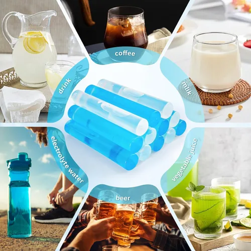Miniatura 6 de Paquete de 12 cubitos de hielo reutilizables para bebidas, botella de agua reutilizable de congelación rápida, sin BPA, cubos de hielo de plástico
