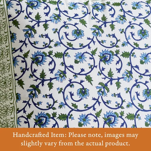 Miniatura 2 de Saffron Marigold Funda de almohada azul floral iluminado por la luna Taj - CP, algodón de calidad, comercio justo, ropa de cama bohemio