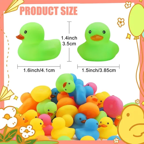 Miniatura 8 de 50 piezas de juguetes de baño de pato de goma, patos de baño multicolor a granel, pato flotante para bebé, juguete de baño para ducha, fiesta de 5