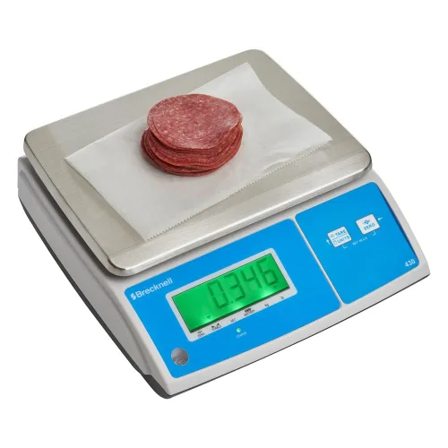 Miniatura 8 de Brecknell Modelo 430 - Báscula digital para control de porciones, blanco/plateado/azul, capacidad de 30 libras (430-30)