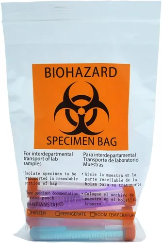 1000 bolsas de muestras de riesgo biológico, 6 x 9 pulgadas, 5.9 x 9.8 in impresas con logotipo de riesgo biológico, bolsa superior Ziplock de