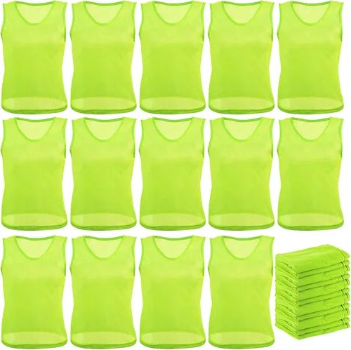 Miniatura 7 de Newcotte 24 piezas Pinnies Scrimmage Chalecos de práctica en equipo Jersey de malla de nailon Pennies para fútbol, baloncesto y deportes