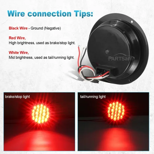 Miniatura 5 de Partsam 4 luces traseras LED redondas de 4 pulgadas para remolque, 24 luces LED, montaje en brida, selladas, para camión, remolque, caravana, LED