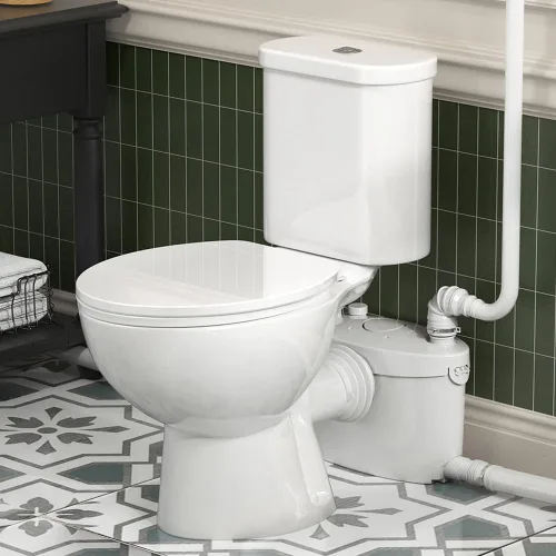 Miniatura 9 de SUPERFLO Sistema de Inodoro Macerador de 500W Upflush para Sótano con 4 Entradas de Agua para Baño y Garaje, Sistema de Bomba de Inodoros