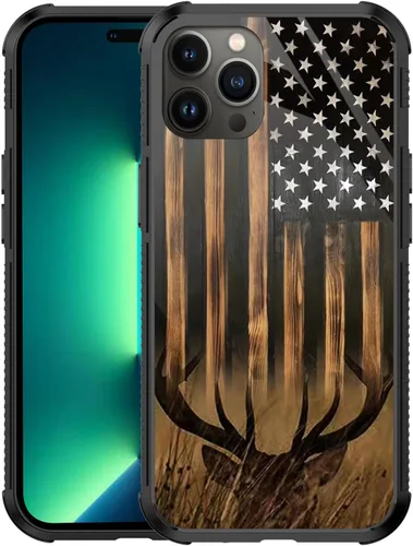 Miniatura 20 de Funda con diseño de ciervo y bandera estadounidense para iPhone 11 Pro Max - Funda protectora de poliuretano termoplástico resistente, antiarañazos