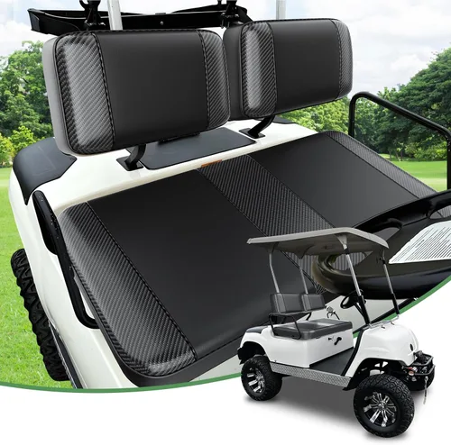 T TGBROS Fundas de asiento de carrito de golf para Yamaha Club Car EZGO Ordinario Cojín de asiento delantero trasero impermeable de cuero de vinilo