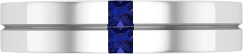 Miniatura 2 de Dazzlingrock Collection 2 mm Princess Gemstone or Diamond Two Stone Mens Wedding Band Ring in 925 Sterling Silver