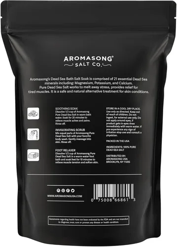 Miniatura 8 de Aromasong Paquete de remojo de sal del Mar Muerto de 14 onzas – Sales del Mar Muerto 100% naturales para remojar, relajar y desintoxicar la piel