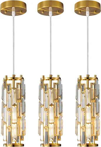 Miniatura 13 de LMQNINE Lámpara colgante de 4 luces doradas modernas, mini candelabros de cristal, lámpara colgante ajustable para cocina, isla, comedor, dormitorio