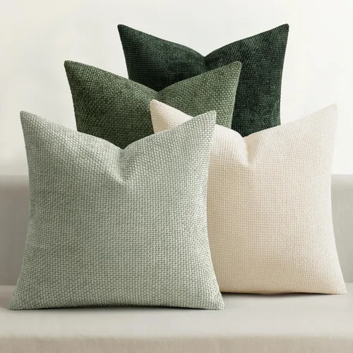 Miniatura 17 de MIULEE Paquete de 4 fundas de almohada para sofá, 16 x 16 pulgadas, fundas de almohada decorativas de felpilla suave color crema, fundas de cojín
