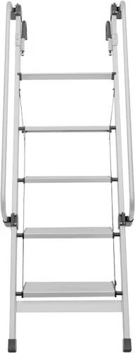 Miniatura 7 de Escalera montada en la pared, litera de metal de 5 escalones, escalera de escalada con pasamanos ajustables para ático, sótano, exterior, 66.1 x