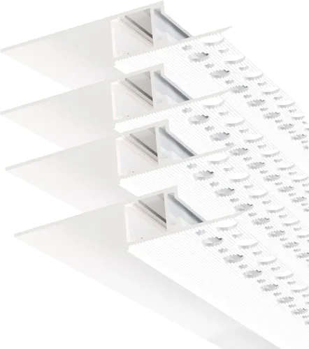 Besseto Perfil de LED para yeso en canal LED, canal de tira LED de yeso blanco de 4 x 2 m, perfil de aluminio LED para zócalo empotrado sin moldura