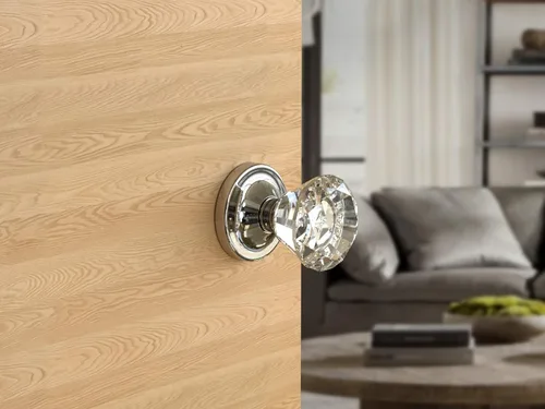 Miniatura 5 de Perillas de puerta de cristal brillante redondo de diamante de paso roseta redonda de cromo pulido