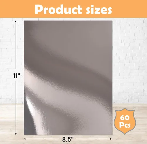 Miniatura 2 de Gift Boutique 60 piezas de papel de cartulina plateado metálico, hojas de tablero de aluminio, superficie con acabado espejo para invitaciones