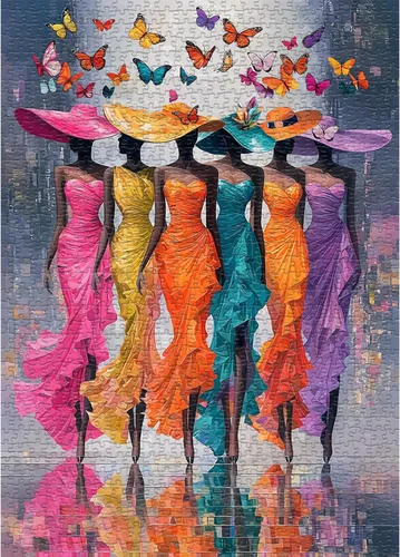 Miniatura 9 de Impossible Puzzle para adultos de 1000 piezas, paisaje de fantasía bailarina, dama rompecabezas, arte estético, floral, elegante, abstracto