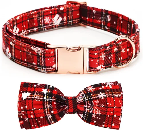 Miniatura 12 de Collar ajustable con moño para perros con patrones bonitos estampados, collares suaves para mascotas para perros pequeños, medianos y grandes