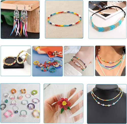 Miniatura 5 de Bala&Fillic Tamaño de 0.079 in, cuentas de semillas de 48 colores, alrededor de 38000 piezas en caja de almacenamiento, 12/0 cuentas de semillas