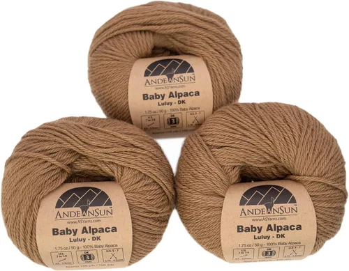 (Juego de 3) Ovillos 100% de lana de alpaca bebé #1, DK #3, Worsted #4, Bulky #5 (150 gramos / 5.29 onzas en total), lujosos, acogedores y suaves