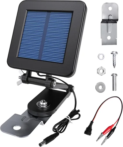 Panel solar de 6 V para alimentadores de venados, eficiente cargador de panel solar con soporte de montaje ajustable y clips tipo cocodrilo,