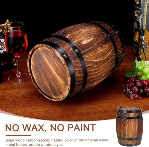 Miniatura 4 de Kichvoe - Mini adorno de madera para decoración de whisky Tabletop Carbonized Barrel No Paint, Vintage Rivet Decor, Not For Liquor Storage, Party