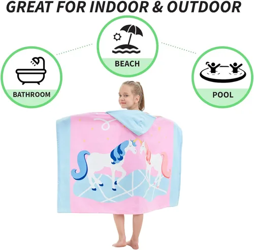 Miniatura 5 de Toallas de baño para niños, toalla para niños con capucha para playa, baño, piscina, toallas de natación de 30 x 50 pulgadas, tamaño grande, ultra