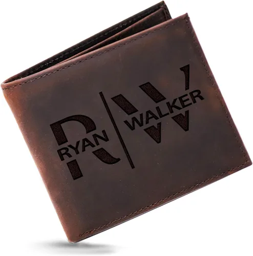 Billeteras de cuero personalizadas para él, novio, marido, hombre, hijo, billetera plegable grabada para hombres, billeteras, regalo de hombre para