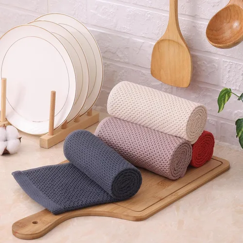 Miniatura 251 de Kitinjoy - Paños de cocina de 100 % algodón, tela de tejido gofrado, paño de limpieza ultrasuave, absorbente y de secado rápido. Beige