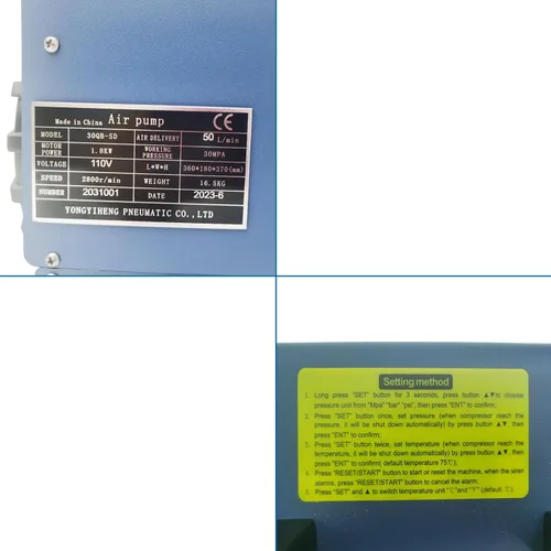 Miniatura 7 de Bomba de aire eléctrica de alta presión de 30Mpa Presión-temperatura se puede establecer Versión digital inteligente Bomba de compresor de aire