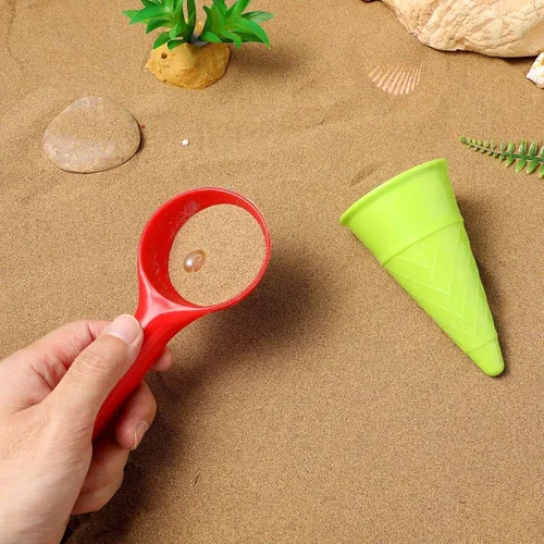 Miniatura 8 de Toyvian Juego de 6 cucharas de cono de helado para niños, juguetes de playa de plástico, conos de helado de arena y cuchara, juego al aire libre
