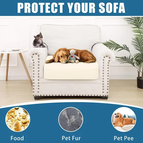 Miniatura 8 de Smiry Fundas de cojín impermeables para sofá, funda elástica y lavable, funda de cojín suave elástica antideslizante para muebles para mascotas