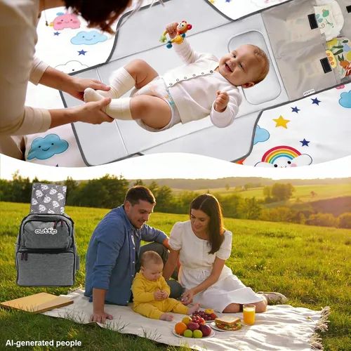 Miniatura 7 de Cambiador de pañales para niños pequeños, extra largo, grande, ligero, de 31 x 24.2 pulgadas, diseño lindo de 1 a 36 meses, plegable, cambiador