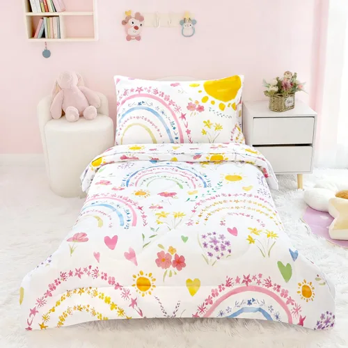 Miniatura 16 de Pea Pod Juego de ropa de cama de muselina para niños pequeños arcoíris de 3 piezas - Ropa de cama suave y transpirable para cuna con sábana
