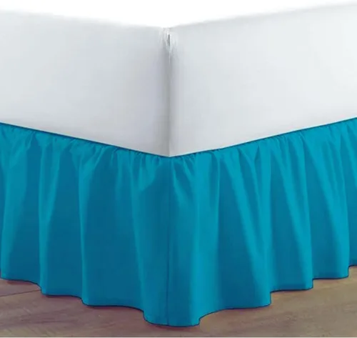 Miniatura 10 de Falda de cama individual negra para falda de cama con volantes con caída de 16 pulgadas, tela de tres lados ajustable con volantes suaves y sedosos
