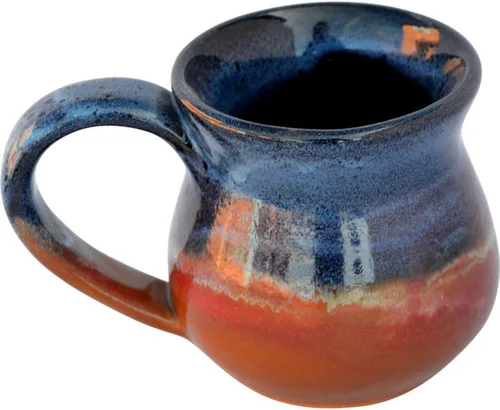 ALWAYS AZUL POTTERY Taza pequeña de 10 onzas en esmalte Azulscape – Taza de café de cerámica hecha a mano – Elegante y único vaso artístico hecho a