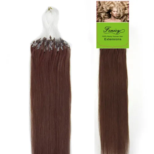 Miniatura 11 de Extensiones de cabello humano Remy, cuentas de micro anillo, punta de bucle, 100S AAAAAA (16 pulgadas, 0.01 oz/s, 10 marrón ceniza)