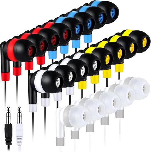 Miniatura 9 de Kanayu Paquete de 100 auriculares con cable a granel para aula, auriculares básicos para estudiantes, sin micrófono, con conector de 0.138 in