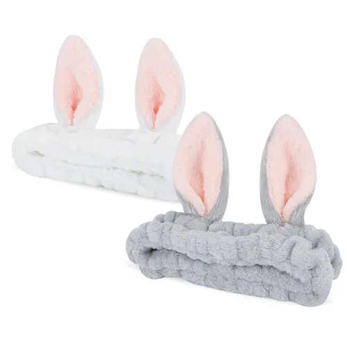 Miniatura 13 de YISSION 2 diademas de spa con orejas de oso, banda antideslizante para lavado de cara, maquillaje, cuidado de la piel, diadema facial, banda