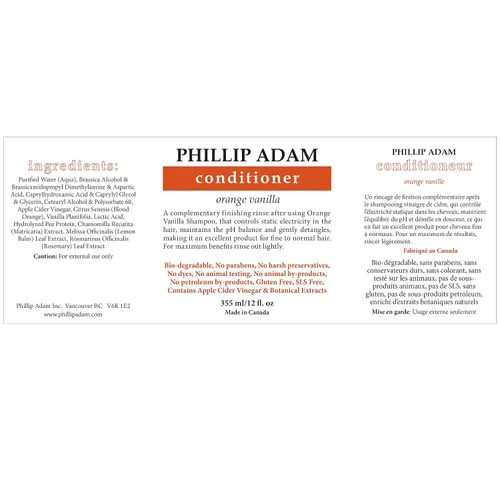 Miniatura 2 de Phillip Adam Acondicionador de vainilla naranja para cabello liso y brillante, sin productos químicos agresivos, seguro para cabello tratado