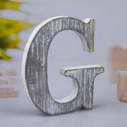 Miniatura 10 de Letras de madera rústica sin terminar de 6 pulgadas para decoración de pared, letras decorativas de pie en rodajas, decoración de tablero