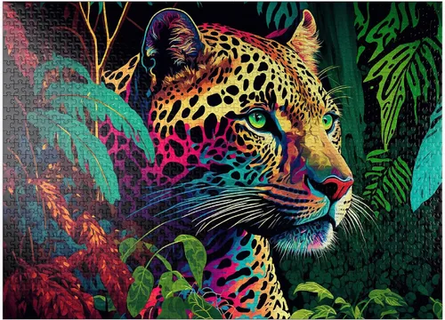 MyPuzzle Leopard - Pop-Art Style - Rompecabezas prémium de 1000 piezas para adultos