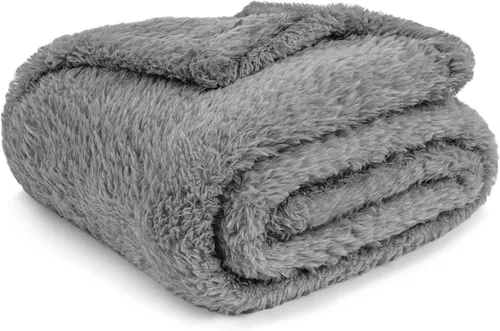 Miniatura 2 de PAVILIA - Manta de sherpa para sofá, gris esponjosa y cálida, manta de felpa suave para cama, acogedora, súper suave y ligera, manta decorativa