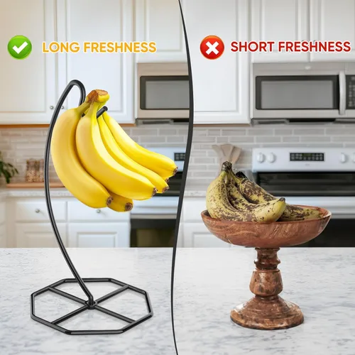 Miniatura 4 de Beesini Paquete de 2 colgadores de plátano, soporte de metal para plátano, soporte para plátanos, soporta hasta 15 libras de plátano o uva, estante
