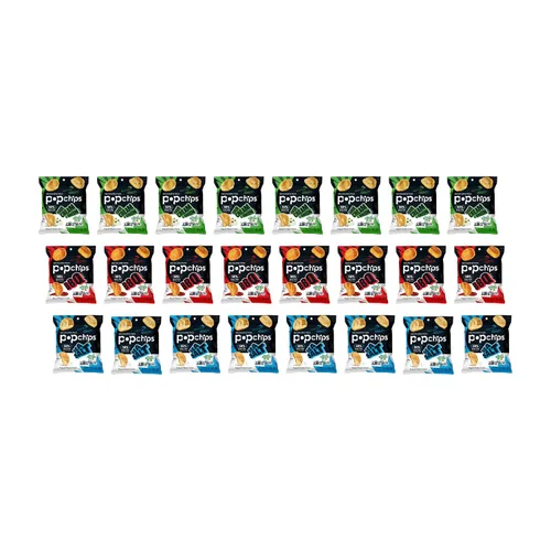 Miniatura 10 de Popchips Paquete variado – Papas fritas horneadas de 0.8 onzas, bolsa de aperitivos 10 de cada uno (BBQ, sal marina, crema agria y cebolla)