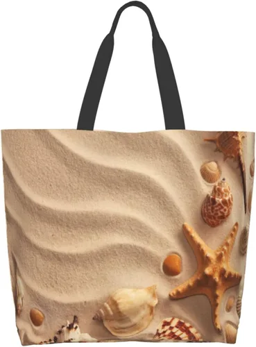 Miniatura 3 de Bolsa de mano de verano para playa, con estrellas de mar, grande, casual, para mujer, bolsas de hombro reutilizables para el trabajo, compras