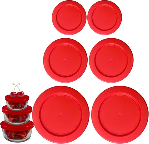 Miniatura 30 de Tapas/Cubiertas de repuesto naranja, azul, rojo de 2, 4 y 7 tazas para cuencos de almacenamiento Pyrex, Anchor Hocking y KlareWare *Solo tapas